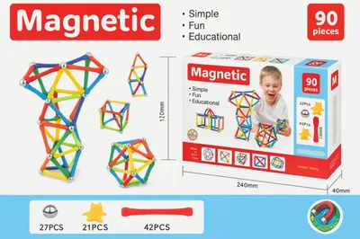 Obrázek produktu pro Magnetické stavební kostky pro děti, 90 dílků