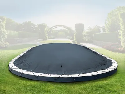 Produktbild von AirDeluxe® Ovale aufblasbare Poolplane Schwimmbad Abdeckung (10,00m x 5,00m, Anthrazit) INKL. elektr. Luftpumpe, Abdeckung aus LKW-Plane - stabile Winter Poolabdeckung