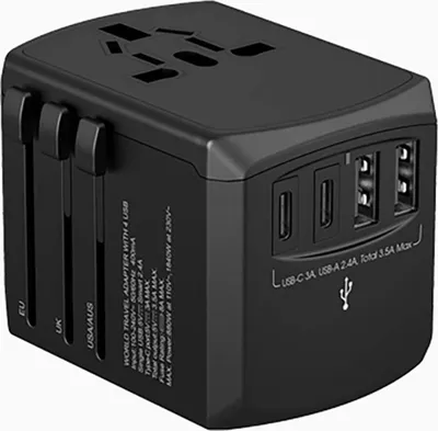Immagine prodotto di XOOPAR, adattatore da viaggio 2× USB + 2× USB-C 15W UE/UK/USA/AU, nero