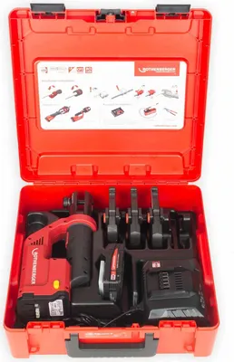 Zdjęcie produktu dla Rothenberger ROMAX Compact III elektrohydrauliczna zaciskarka z zestawem szczęk zaciskowych SV15-22-28, 1x2Ah
