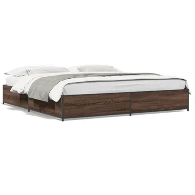 Produktbild von vidaXL Bettgestell Braun Eichen-Optik 200x200 cm Holzwerkstoff Metall