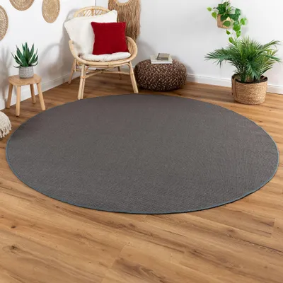 Produktbild von Sisal Teppich Acapulco - gekettelter Sisalteppich aus 100% Sisal in Lava-Anthrazit, Größe: 200 cm rund