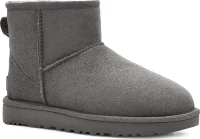 A single gray UGG boot is shown from the side against a white background.