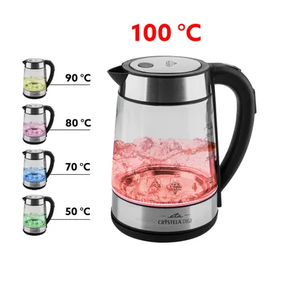 Zdjęcie produktu dla ETA Czajnik CRYSTELLA Glass Digi ETA715390000, szklany, 2200 W, 1.7 l, regulacja temperatury, wyświetlacz ilości wody