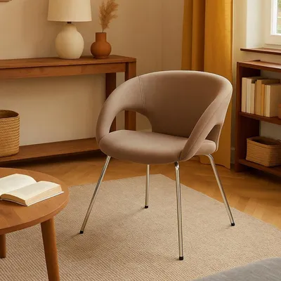 Produktbild von Bürostuhl Dagudel, Wartestuhl mit Armlehnen für Büro, Ergonomischer Wartestuhl, 58x59h72 cm, Braun