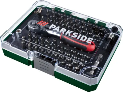 A toolset in a case.