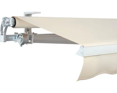 Produktbild von SOLUNA Gelenkarmmarkise Concept 4x2,5 Stoff Dessin 6610 Gestell Silber E6EV1 eloxiert Antrieb links inkl. Motor und Wand