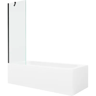 Obrázok produktu pre Mexen Vega obdĺžniková vaňa 160 x 70 cm s obkladom a 1-krídlovou sprchovou zástenou 60 cm, Transparentné, Čierna - 550116070X950