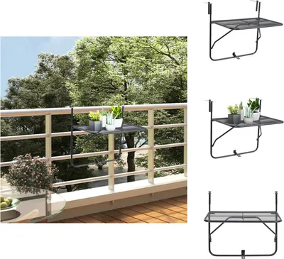 Produktbild von vidaXL Balkontisch Schwarz 60x40 cm Stahl - Gartentische