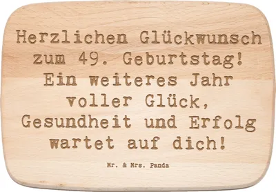 Produktbild von Mr. & Mrs. Panda Frühstücksbrettchen Spruch 49. Geburtstag - Transparent - Geschenk, Schneidebrett, Gesundheit, besondere Anlaesse, Happy Birthday, Holzbrett, vesperbrett