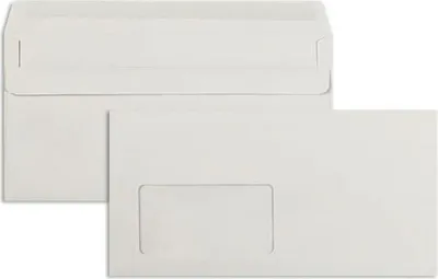 Produktbild von Briefumschläge DINlang 75g/qm selbstklebend Fenster VE=1000 Stück grau