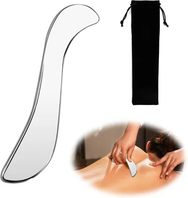 Obrázok produktu pre Gua Sha masážny nástroj, nerezová oceľ, pre tvár a telo, na uvoľnenie, na masáž celulitídy