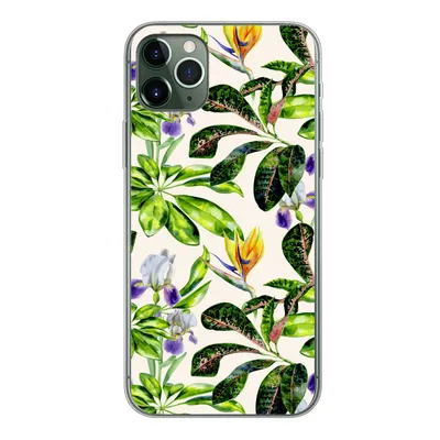 Produktbild von MuchoWow® Handyhülle Schutzhülle Hülle für iPhone 11 Pro Max Blätter - Strelitzia - Blüte Silikon Softcase Handy Hülle - Schutz