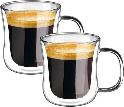 Zdjęcie produktu dla Szklanki do espresso z podwójnymi ściankami, 120 ml, szkło borokrzemowe, ręcznie dmuchane