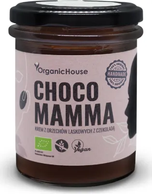 KREM Z ORZECHÓW LASKOWYCH Z CZEKOLADĄ BEZGLUTENOWY BIO 180 g - ORGANICHOUSE (CHOCOMAMMA)