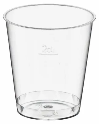 Produktbild von 100x Einweg-Schnapsglas 2cl PS mit Eichstrich transparent glasklar