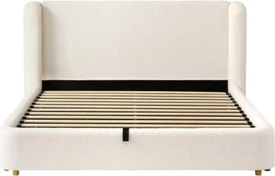 Produktbild von Polsterbett Doppelbett 160X200cm Hydraulisches Funktionsbett Mit Lattenrost Kopfteil Stauraum Gepolstertes Kopfteil Beige Boucle Ohne Matratze