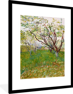 Produktbild von MuchoWow® MuchoWow® Gerahmtes Poster Blühende Obstgärten - Vincent van Gogh 60x80 cm - Poster mit zchwarzem Bilderrahmen - Wohnzimmer - Dekorationen - Prämie