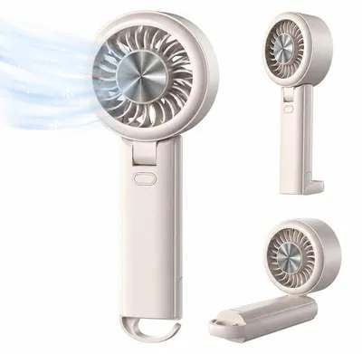 Produktbild von Handventilator Akku 2er Set, Mini USB Ventilator mit LED Display, 6 Geschwindigkeiten, leise, Tischventilator für Reisen & Camping