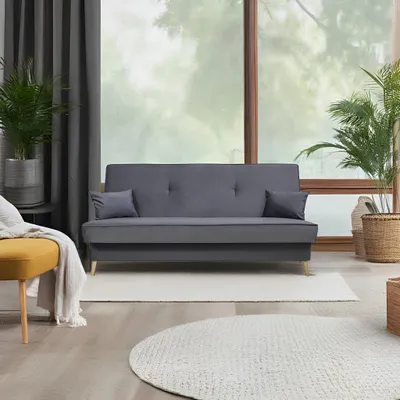 Produktbild von Ausziehbares 3-Sitzer-Sofa mit Stauraum – Elegantes Schlafsofa mit Kissen