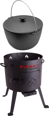 Produktbild von SET Feuerofen Utschak Ø ca. 32cm +12L Kazan Schwenktopf Gusseisen Ø32cm Kasan mit Deckel Campingtopf