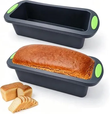 Obrázek produktu pro 2 silikonové formy na chléb, obdélníkové, rozměry 28 x 12,5 x 6 cm, silikonová forma na dort, nepřilnavá forma, forma na dort