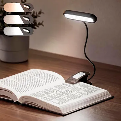 Obrázek produktu pro Nabíjecí lampička na čtení - lampa na čtení - ideální pro čtení v posteli - 3 barvy, 10 úrovní jasu - 360° flexibilní - černá