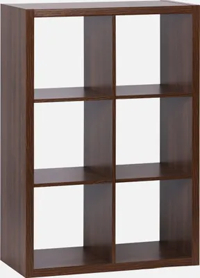 Produktbild von sweeek - Bücherregal Holzoptik 2 Ebenen 6 Stauräume - Nussbaumfarben