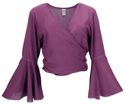 Produktbild von Kurztop, Boho Blusentop, Wickeltop, Wickelbluse - Flieder, Damen, Violett, Viskose, Blusen & Tunikas