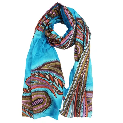Produktbild von Baumwolltuch - Pareo - Sarong - Paisley - türkis-bunt