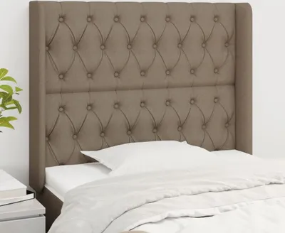 Produktbild von vidaXL Kopfteil mit Ohren Taupe 103x16x118/128 cm Stoff - Kopfteil - Kopfteile - Bett-Kopfteil - Bettkopfteil