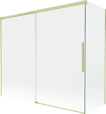 Produktbild von Mexen Rox Duschabtrennung 2-flügelig verschiebbar 180 + 90 x 150 cm, transparent, gebürstetes Gold - 8C9-180-090-55-00