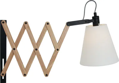 Image de Mexlite - applique murale - Dion - naturel - bois tissu - lampe de lit - E14 - 8852BE