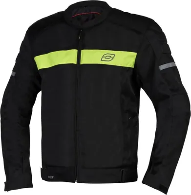 Produktbild von Motorradjacke Dart Schwarz/Fluo Gelb aus MaxTex 300D mit Rückenprotektortasche und Mesh-Belüftung