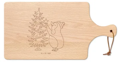 Produktbild von Mr. & Mrs. Panda Frühstücksbrettchen Pinguin Weihnachtsbaum - Transparent - Geschenk, Weihnachten, schneidbrett, Schneidebrett, Brett, schneidebrettchen, Holzbrett