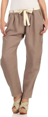 Produktbild von 317 Mississhop Damen Leinenhose lockere Freizeithose lange Hose mit Gürtel 100% Leinen Fango