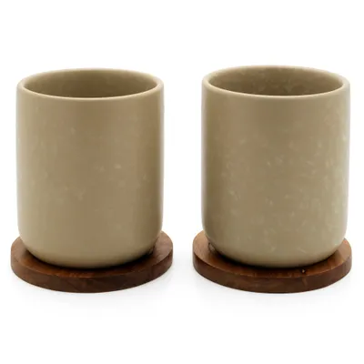 Image de Bredemeijer Tasse à thé Umea 200ml beige avec dessous de verre 142025
