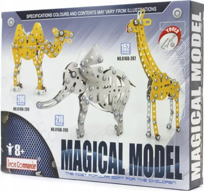 Produktbild von Metallbaukasten Kinder 3in1 Tiere Konstruktionsset - 3D Puzzle Schrauben & Bauen
