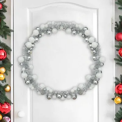 Produktbild von vidaXL Weihnachtskugelgirlande Weiß und Silber 186 cm Polystyrol