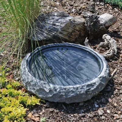 Produktbild von CLGarden Granit Vogeltränke Windrose Ø 35cm Vogelbad Insektentränke Stein Garten Winterfest frostsicher Wasserschale Vögel