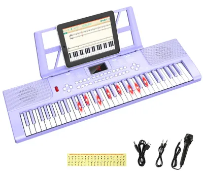 61-Tasten-Kinderpiano mit beleuchteten Tasten, Mikrofon, USB, Lernmodus