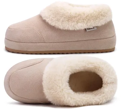 Productafbeelding van Dames Lamsvacht Slippers voor Winter met Pluche Voering Beige