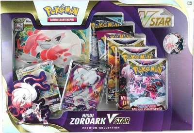 A Pokemon TCG Premium Collection box featuring Hisui Zoroark VSTAR.