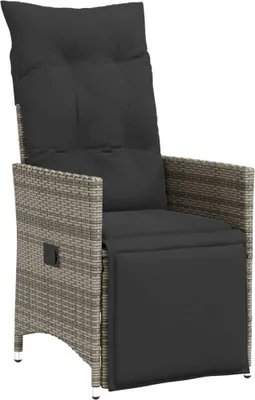 Produktbild von vidaXL Gartensessel Verstellbar mit Kissen Grau Poly Rattan