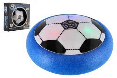 Produktbild von Air Disk: Fußball, der schwebt, aus Kunststoff, 14 cm Durchmesser, batteriebetrieben, mit Licht, in einer 20x20 cm Verpackung