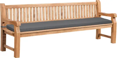 Produktbild von Gartenbank Teakbank DABEL - Holz Dunkelgrau 240x61x93 cm | Holzbank 240 Cm Mit Sitzkissen Gartenbank Sitzbank Mit Lehne Wetterfest Bank Garten