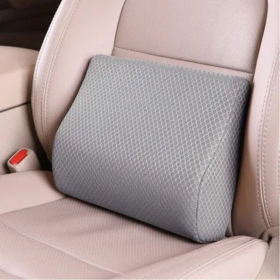 Immagine prodotto di Cuscino lombare Unyqoos® in memory foam: supporto ergonomico per la schiena, ideale per auto, ufficio e sedia a rotelle. Dotato di cintura regolabile, rivestimento traspirante e lavabile, colore grigio