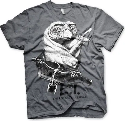 Imagen del producto de Camiseta desgastada con estampado de "E.T." - Talla grande - Color gris oscuro