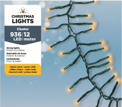 Produktbild von Cluster Lichterkette Weihnachtsbeleuchtung Lumineo Compact 936 LED-Leuchten klassisch weiß 12m