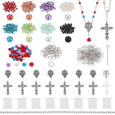 Zdjęcie produktu dla Zestaw Rosenkranz do tworzenia biżuterii: naszyjniki i bransoletki, zestaw do samodzielnego tworzenia z koralikami i zawieszkami